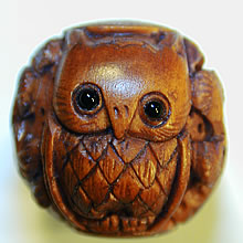 ASTROLOGICAL OJIME BEAD - VIRGO PUFFY ATHENA OWL